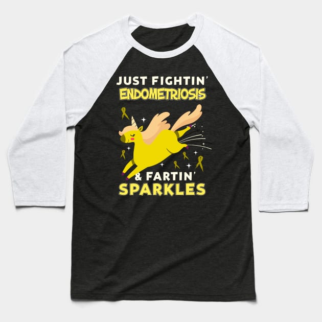 endometriosis funny unicorn farting sparkles Baseball T-Shirt by TeesCircle